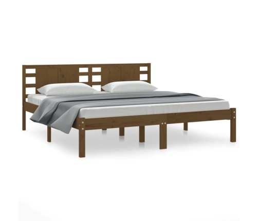 Estructura de cama madera maciza de pino marrón miel 200x200 cm