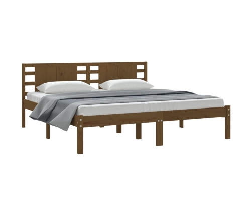 Estructura de cama madera maciza de pino marrón miel 200x200 cm
