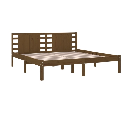 Estructura de cama madera maciza de pino marrón miel 200x200 cm