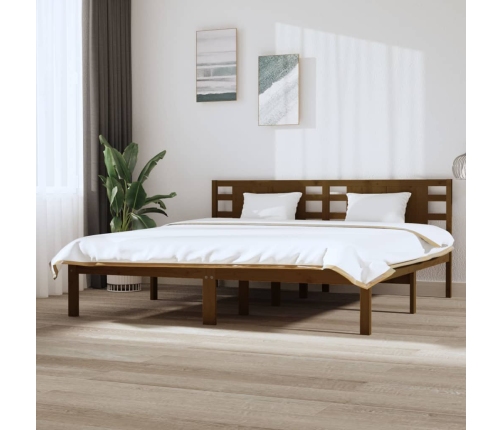 Estructura de cama madera maciza de pino marrón miel 200x200 cm