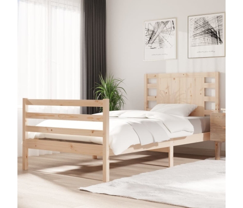 Estructura de cama sin colchón madera maciza pino 75x190 cm