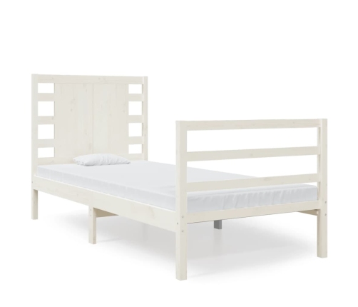 Estructura de cama sin colchón madera maciza blanca 75x190 cm