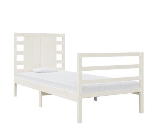 Estructura de cama sin colchón madera maciza blanca 75x190 cm