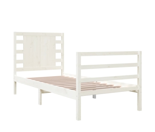 Estructura de cama sin colchón madera maciza blanca 75x190 cm