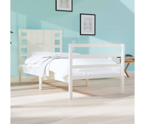 Estructura de cama sin colchón madera maciza blanca 75x190 cm