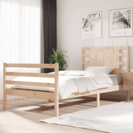 Estructura de cama sin colchón madera maciza de pino 90x190 cm