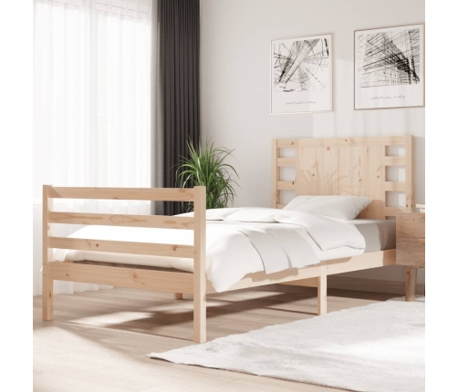 Estructura de cama sin colchón madera maciza de pino 90x190 cm