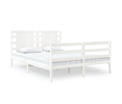 vidaXL Estructura de cama madera maciza pino blanco 120x190 cm