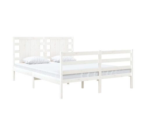 vidaXL Estructura de cama madera maciza pino blanco 120x190 cm