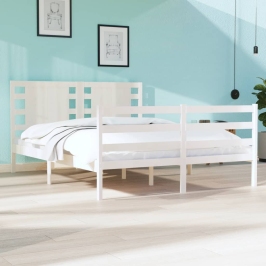 Estructura de cama sin colchón madera maciza blanca 120x190 cm