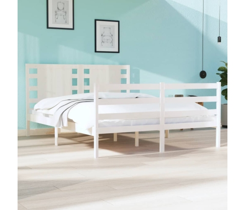 vidaXL Estructura de cama madera maciza pino blanco 120x190 cm