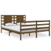 Estructura de cama doble madera maciza marrón miel 120x190 cm