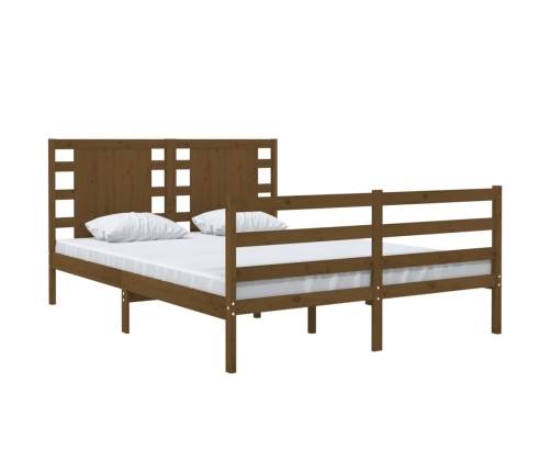 Estructura de cama doble madera maciza marrón miel 120x190 cm