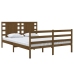 Estructura de cama doble madera maciza marrón miel 120x190 cm