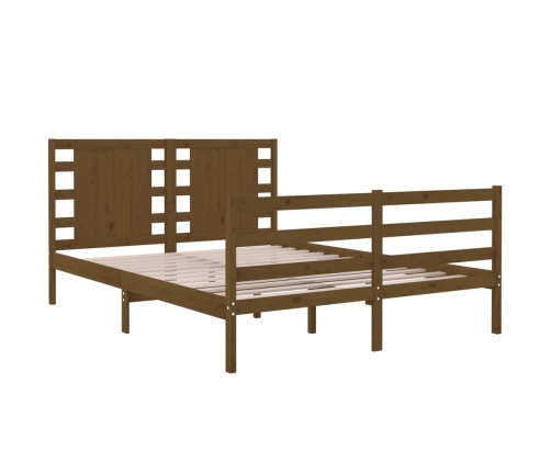 Estructura de cama doble madera maciza marrón miel 120x190 cm