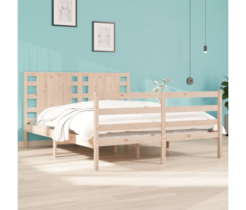 Estructura de cama sin colchón madera maciza de pino 135x190 cm