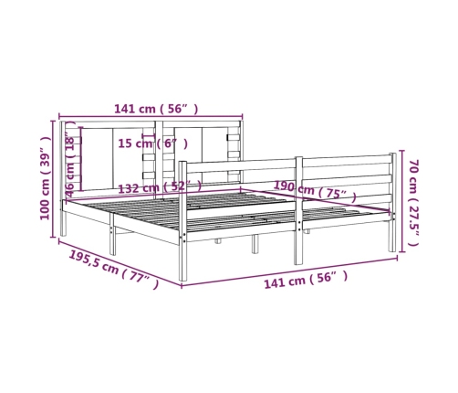 Estructura de cama sin colchón madera de pino blanco 135x190 cm