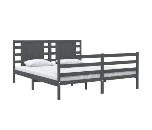 Estructura de cama de madera maciza de pino gris 140x190 cm