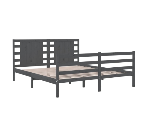 Estructura de cama de madera maciza de pino gris 140x190 cm