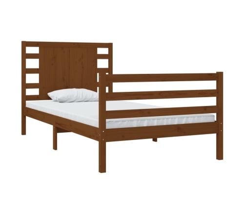 Estructura de cama madera maciza pino marrón miel 90x200 cm