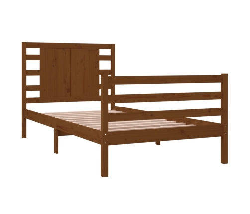 Estructura de cama madera maciza pino marrón miel 90x200 cm