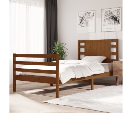 Estructura de cama madera maciza pino marrón miel 90x200 cm