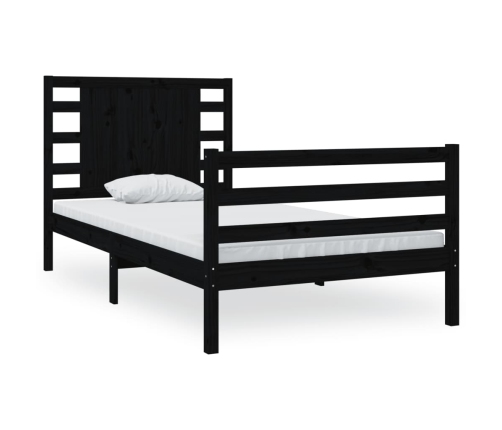 vidaXL Estructura de cama madera maciza de pino negro 100x200 cm