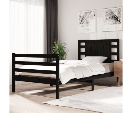 vidaXL Estructura de cama madera maciza de pino negro 100x200 cm