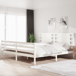 Estructura de cama sin colchón madera maciza blanca 200x200 cm