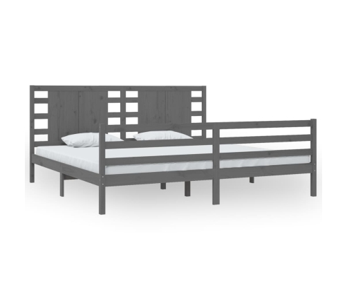 Estructura de cama de madera maciza de pino gris 200x200 cm