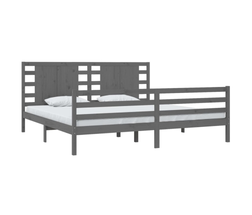 Estructura de cama de madera maciza de pino gris 200x200 cm