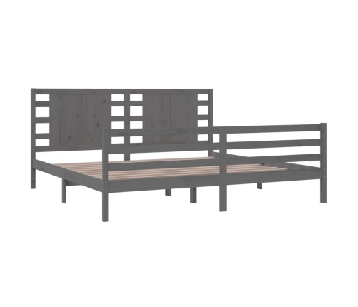 Estructura de cama de madera maciza de pino gris 200x200 cm