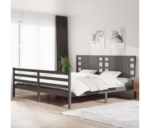 Estructura de cama de madera maciza de pino gris 200x200 cm