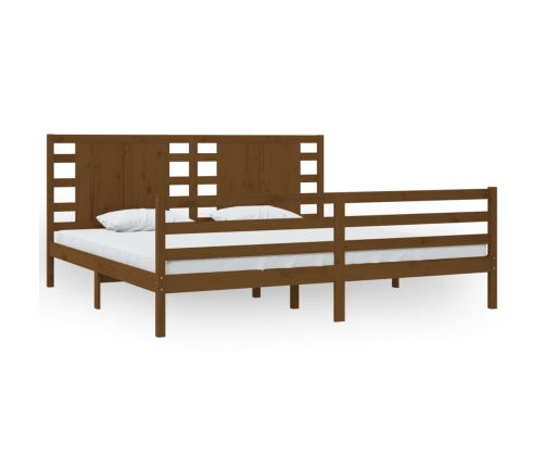 Estructura de cama madera maciza de pino marrón miel 200x200 cm