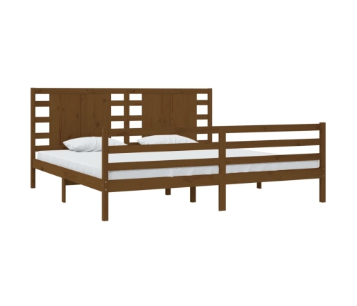 Estructura de cama madera maciza de pino marrón miel 200x200 cm