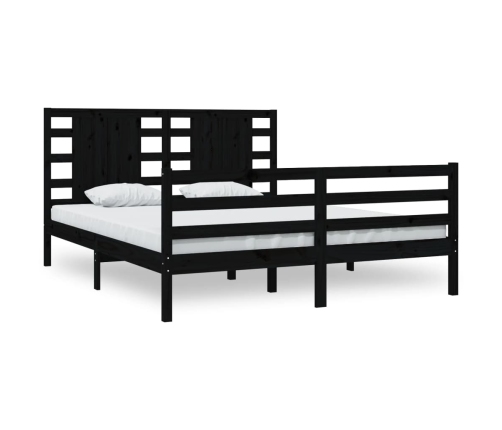 Estructura de cama de madera maciza de pino negro 200x200 cm