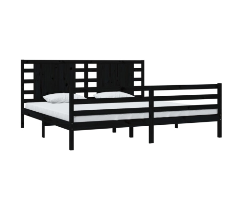 Estructura de cama de madera maciza de pino negro 200x200 cm