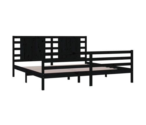 Estructura de cama de madera maciza de pino negro 200x200 cm