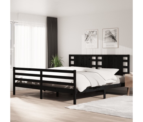 Estructura de cama de madera maciza de pino negro 200x200 cm