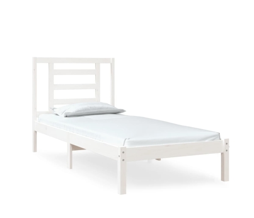 Estructura de cama madera maciza individual blanco 75x190 cm