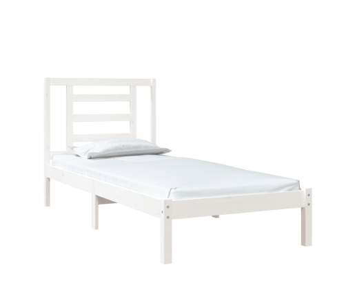 Estructura de cama madera maciza individual blanco 75x190 cm