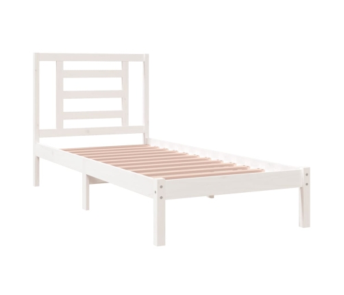 Estructura de cama madera maciza individual blanco 75x190 cm