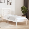 Estructura de cama madera maciza individual blanco 75x190 cm