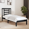 Estructura de cama madera maciza individual negra 75x190 cm