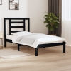 Estructura de cama madera maciza pino individual negro 90x190cm