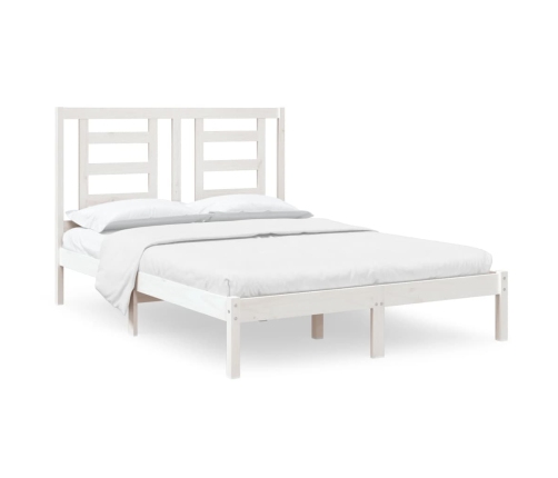 Estructura de cama doble pequeña madera maciza blanca 120x190cm