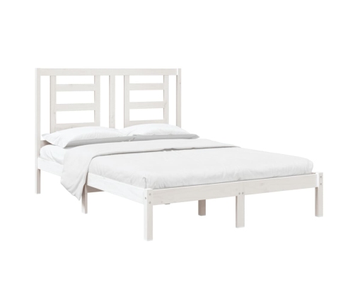 Estructura de cama doble pequeña madera maciza blanca 120x190cm