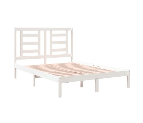 Estructura de cama doble pequeña madera maciza blanca 120x190cm