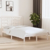 Estructura de cama doble pequeña madera maciza blanca 120x190cm