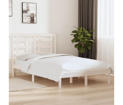 Estructura de cama doble pequeña madera maciza blanca 120x190cm